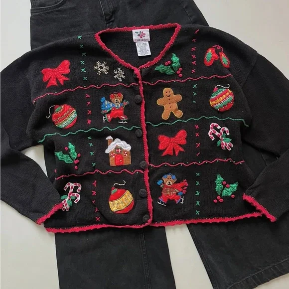 Nutcracker | Vintage Holiday Appliqué and Embroidery Cardigan | Medium - Picture 1 of 9